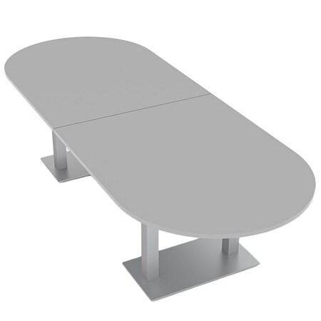 Skutchi Designs Racetrack Shaped 10 Person Conference Room Table, 46" W, 10 ft L, 29" H, Light Gray HAR-RAC-46x119-DOU-XD01